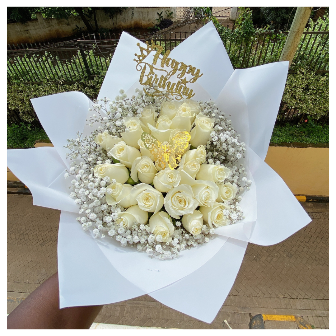 white rose bouquet